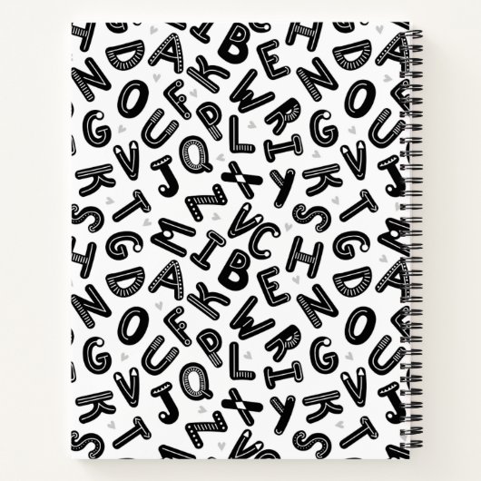 Spiral-Notebook in Schwarz/Weiß-Sprache Notizblock (Rückseite)