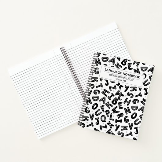 Spiral-Notebook in Schwarz/Weiß-Sprache Notizblock (Innenseite)
