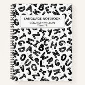 Spiral-Notebook in Schwarz/Weiß-Sprache Notizblock (Vorderseite)