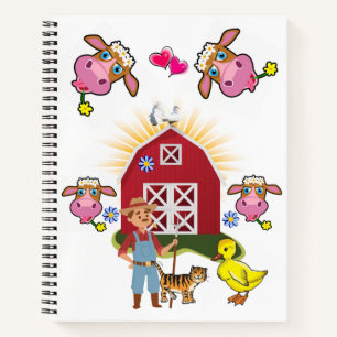 Spiral Notebook Kuh Bauer Gelbe Ente Katze Notizblock