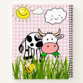 Spiral Notebook Kuh Rosa Karierte Hummel Blüte Notizblock (Rückseite)