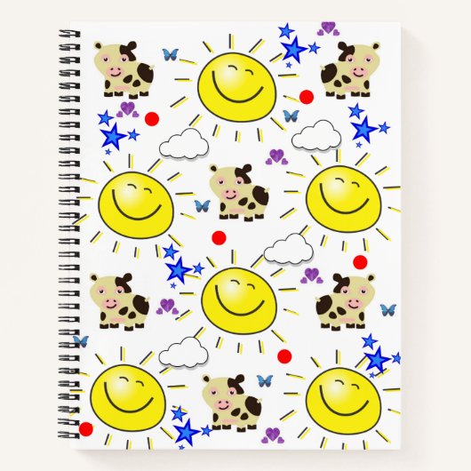 Spiral Notebook Kuh Sun Stars Wolken Notizblock (Vorderseite)