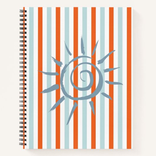 Spiral Notebook Orange Blue Stripes Star Notizblock (Vorderseite)