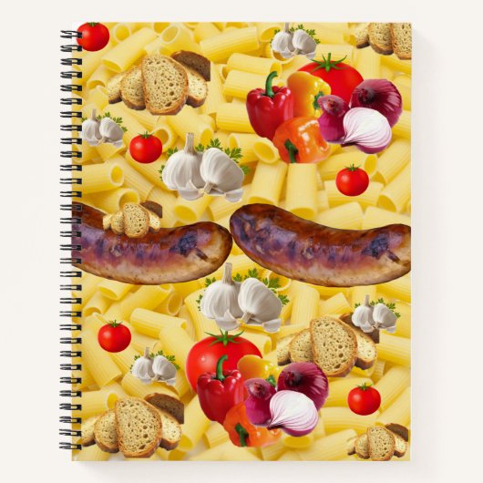 Spiral Notebook Pasta Sausage Tomato Brot Notizblock (Vorderseite)
