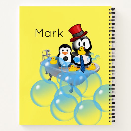Spiral Notebook Penguin Bubbles Bathtub Notizblock (Rückseite)