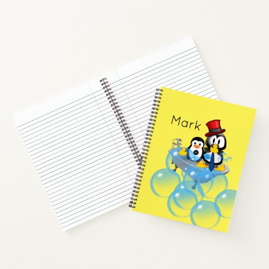 Spiral Notebook Penguin Bubbles Bathtub Notizblock (Innenseite)