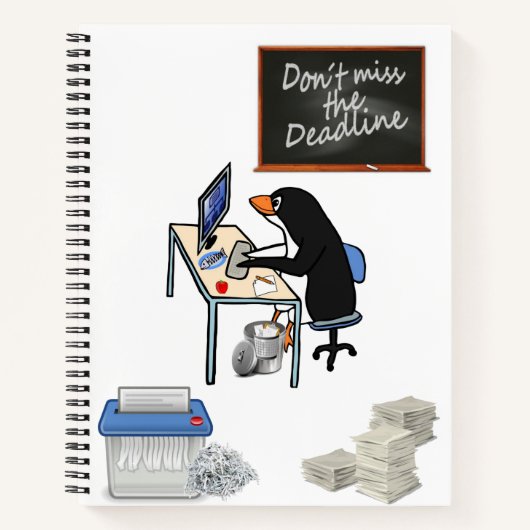 Spiral Notebook Pinguin Deadline Notizblock (Vorderseite)