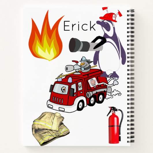 Spiral Notebook Pinguin Fire Truck Notizblock (Rückseite)