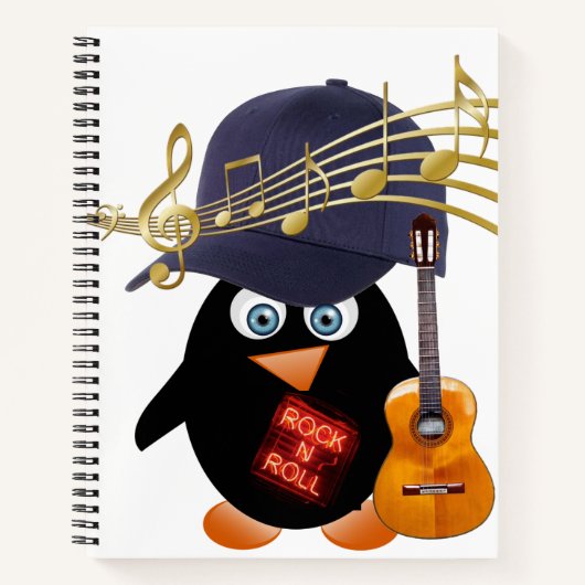 Spiral Notebook Pinguin Gitarre Rock Music Notizblock (Vorderseite)