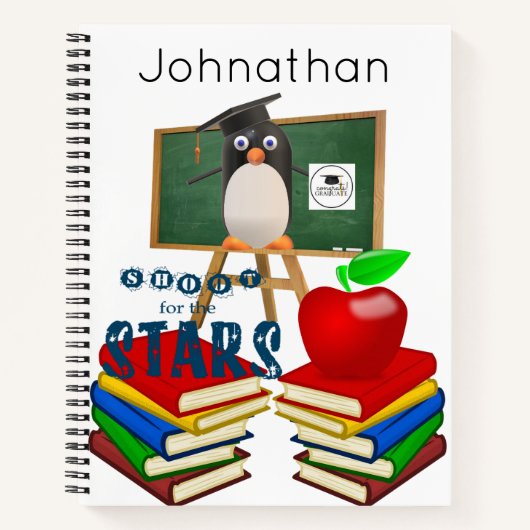 Spiral Notebook Pinguin School Apple Notizblock (Vorderseite)