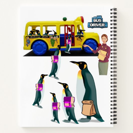 Spiral Notebook Pinguin School Driver Notizblock (Rückseite)