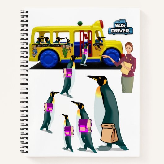 Spiral Notebook Pinguin School Driver Notizblock (Vorderseite)