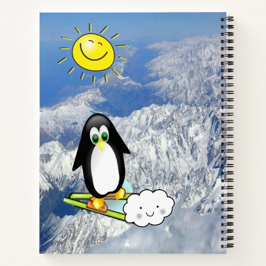 Spiral Notebook Pinguin Ski Wolken Notizblock (Rückseite)