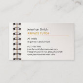 Spiral Notebook Private Tutor Business Card Visitenkarte (Vorderseite)