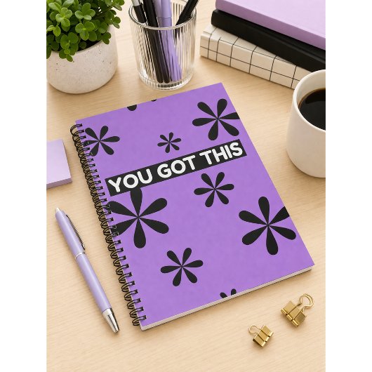 Spiral Notebook Purple & Black Quote Design Notizblock