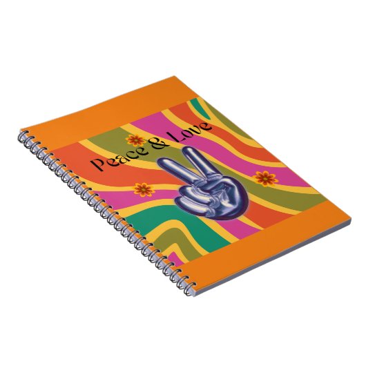Spiral Notebook Retro Peace & Liebe Notizblock (Rechte Seite)