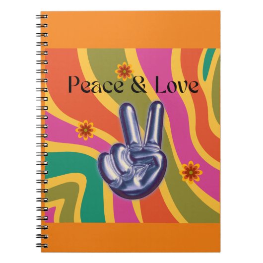 Spiral Notebook Retro Peace & Liebe Notizblock (Vorderseite)