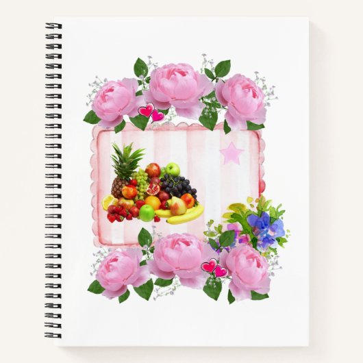 Spiral Notebook rosa Roses Fruit Floral Notizblock (Vorderseite)