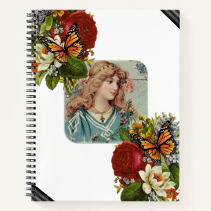 Spiral Notebook Schmetterling Viktorianische Frau Notizblock