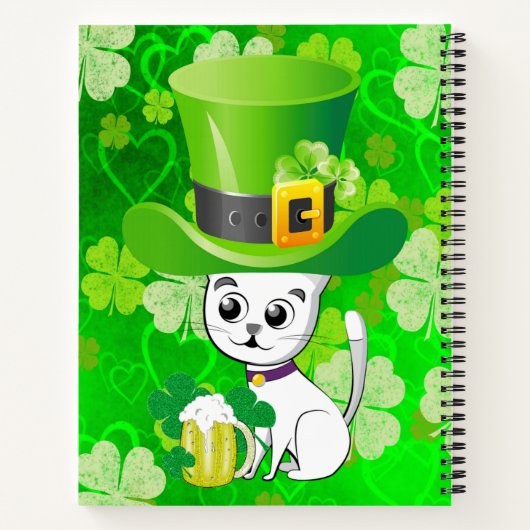 Spiral Notebook St. Patrick's Day Cat Beer Notizblock (Rückseite)