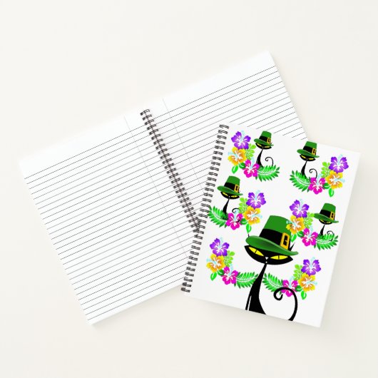 Spiral Notebook St. Patrick's Day Cat Floral Notizblock (Innenseite)