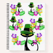 Spiral Notebook St. Patrick's Day Cat Floral Notizblock (Vorderseite)