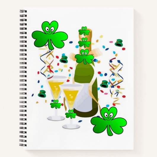 Spiral Notebook St. Patrick's Rainbow ShamrockWine Notizblock (Vorderseite)