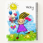 Spiral Notebook Sun Balloons Girl Notizblock (Rückseite)