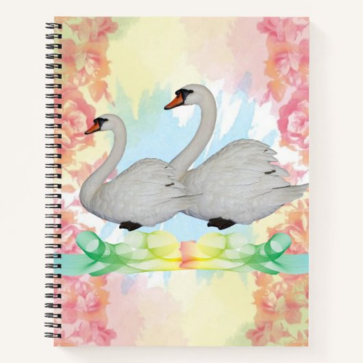 Spiral Notebook Swan Floral Notizblock (Vorderseite)