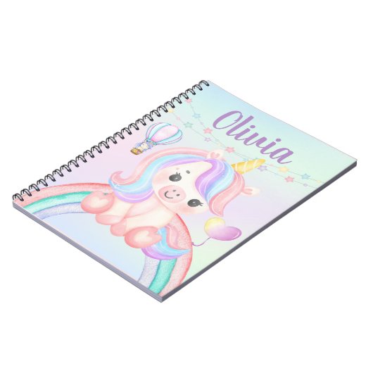 Spiral-Notebook Unicorn - Design für Whimsical Pas Notizblock (Linke Seite)