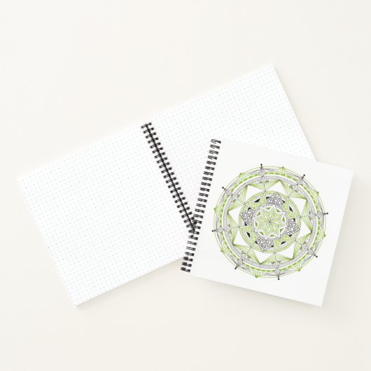 Spiral Notebook w/ Green Mandala Design Notizblock (Innenseite)