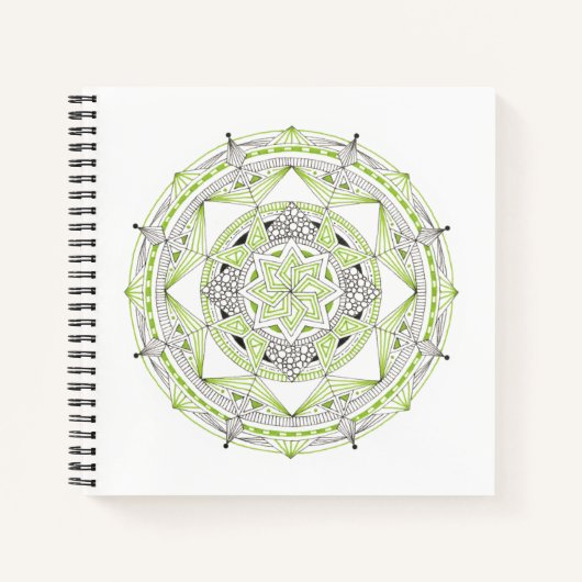 Spiral Notebook w/ Green Mandala Design Notizblock (Vorderseite)