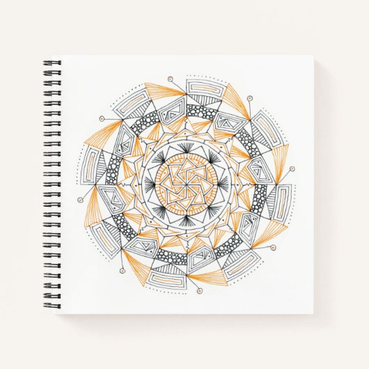 Spiral Notebook w/ Orange Mandala Design Notizblock (Vorderseite)