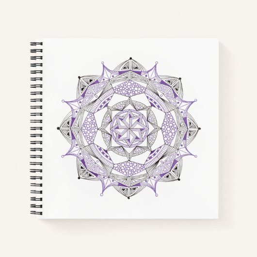 Spiral Notebook w/ Purple Mandala Design Notizblock (Vorderseite)