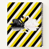Spiral Notebook White Black Yellow Stripe Swan Notizblock (Rückseite)
