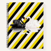 Spiral Notebook White Black Yellow Stripe Swan Notizblock (Vorderseite)