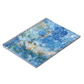 Spiral Notebook with mixed media artwork in blues. Notizblock (Linke Seite)