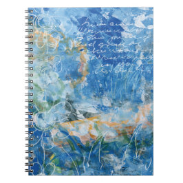Spiral Notebook with mixed media artwork in blues. Notizblock