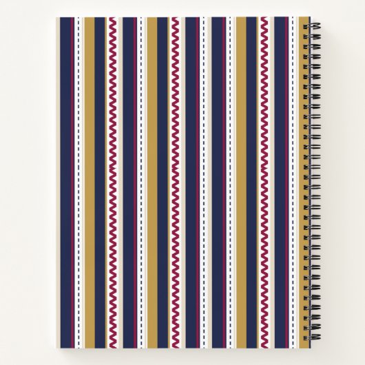 Spiral notebook with vertical stripes in navy blue notizblock (Rückseite)