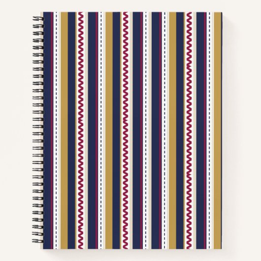 Spiral notebook with vertical stripes in navy blue notizblock (Vorderseite)