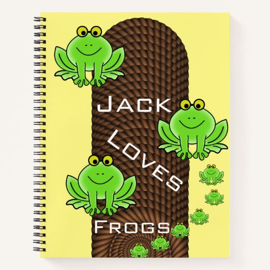 Spiral Notebook Yellow Green Frogs Rope Notizblock (Vorderseite)