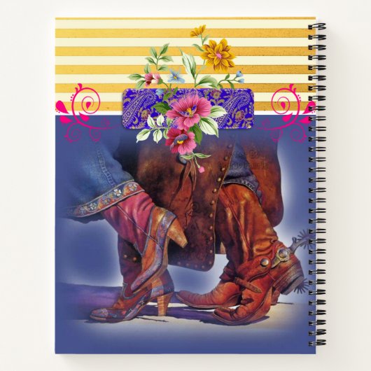 Spiral Notebook Yellow Stripe Line Tanzen Blumen Notizblock (Rückseite)