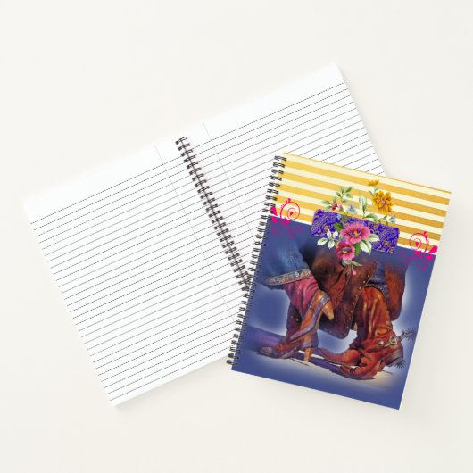 Spiral Notebook Yellow Stripe Line Tanzen Blumen Notizblock (Innenseite)