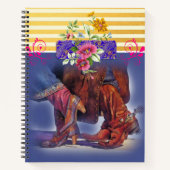 Spiral Notebook Yellow Stripe Line Tanzen Blumen Notizblock (Vorderseite)