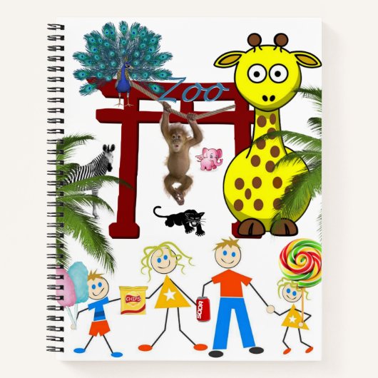 Spiral Notebook Zoo Monkey Giraffe Notizblock (Vorderseite)