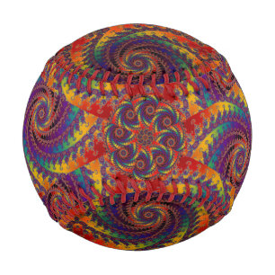 Spiral Octopus Psychedelic Rainbow Fraktal Art Baseball