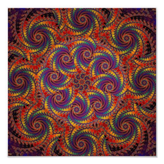 Spiral Octopus Psychedelic Rainbow Fraktal Art Fotodruck (Vorne)