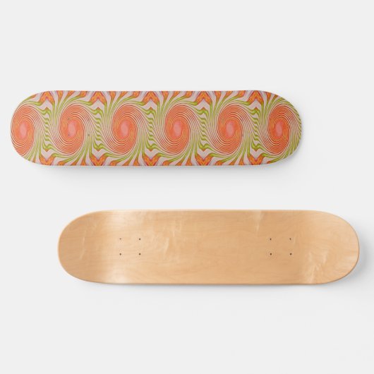 Spiral Orange Green Pattern Skateboard Deck (Horizontal)