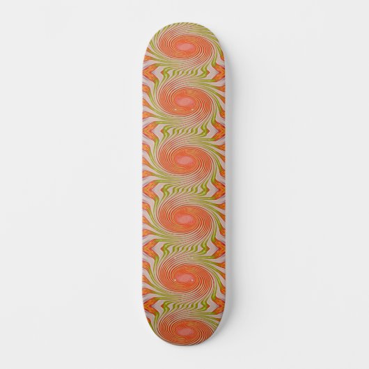 Spiral Orange Green Pattern Skateboard Deck (Vorderseite)