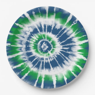 Spiral-Party-Platte mit blauer und grüner Gefärbte Pappteller
